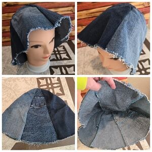 Upcycled Denim Patch "Flop Hat" M-XL Handmade Dont Throw It Out
